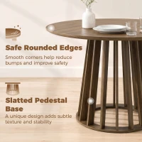 HOMCOM Dining Table for 4-6 People Modern Kitchen Table with Slatted Base 120 cm Round Light Walnut(m-5)