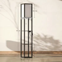 HOMCOM LED vloerlamp met planken, dimbaar, kettingschakelaar & stekkerdoos, zwart(m-3)