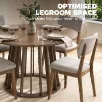 HOMCOM Dining Table for 4-6 People Modern Kitchen Table with Slatted Base 120 cm Round Light Walnut(m-7)