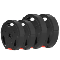 SPORTNOW Kit Pesi con 2 Dischi da 7.5 kg e 2 Dischi da 5 kg in Polipropilene e Sabbia, Ø30x5.5 cm e Ø27x4.5 cm, Nero(m-11)