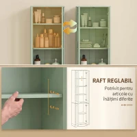 HOMCOM Dulap de Baie Înalt cu 6 Rafturi și Raft Reglabil, Verde Salvie(m-5)