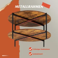 Zweistufiger Rundcouchtisch, viel Stauraum, verstellbare Beine, 83x83x44.5 cm, Braun(m-7)
