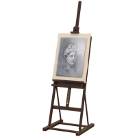 HOMCOM Cavalete de Pintura 230 cm com Altura e Ângulo Ajustáveis Arrumação para Adultos Artistas Pintores Castanho(m-11)