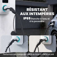 HOMCOM Chargeur Voiture Électrique Type 2 à Type 2 22kw Triphasé Mode 3 Rallonge Cable Recharge Rapide 5m Assuré par PICC Noir(m-6)