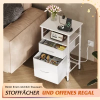 Nachttisch mit Ladefunktion, großer Stauraum, passend für Schlafzimmer, Wohnzimmer und Büro, 39.8x29.8x64.2 cm, Weiß(m-4)