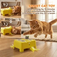 PawHut 3 in 1 Interactive Cat Toys with Mouse & Feather Teaser Toy Rechargeable Automatic for Indoor Kittens & Adult Cats(m-5)