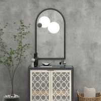 HOMCOM Miroir mural arche, 110 x 65 cm Cadre en bois, Miroir arqué pour le salon, la chambre, l'entrée, noir(m-11)