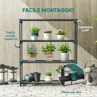 Outsunny Set di 2 Scaffali per Piante a 4 Livelli in Acciaio con Ganci, 90x28x104 cm, Verde(m-6)