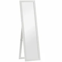 HOMCOM Espejo de Cuerpo Entero 157x37 cm con Marco de MDF Espejo de Pie Inclinado o Colgante Blanco Veteado(m-1)