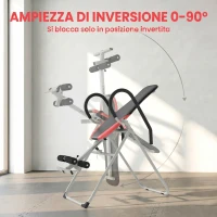SPORTNOW Panca ad Inversione Pieghevole e Regolabile con Cintura di Sicurezza, in Acciaio,122x59x130 cm, Rosso e Nero(m-4)