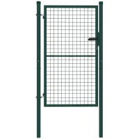 Outsunny Cancello da Giardino in Acciaio 97x200 cm, Cancelletto da Giardino con Serratura, 3 Chiavi, Maniglia e 2 Pali(m-1)