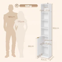 HOMCOM Bookcase Adjustable Shelf Bookshelf Anti-Tip Hardware 6-Tier Storage Cabinet White Wood Effect(m-3)