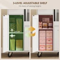 HOMCOM Rolling Kitchen Cart, Microwave Cabinet with Sliding Tray, Drawer, 3-Door Cupboards, Adjustable Shelf, White(m-5)