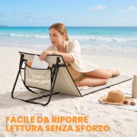 Outsunny Conjunto de 2 Esterillas de Playa con Respaldo Reclinable y Correa de Transporte para Jardín Camping 142x51x40 cm Beige(m-7)