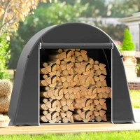Outsunny Tenda Garage per Biciclette e Attrezzi con Ingresso a Cerniera, in PE e Metallo, 245x120x200 cm, Grigio Scuro(m-8)