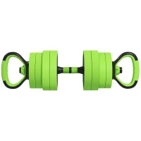SPORTNOW 4-in-1 Halterset 20 kg - Verstelbare Dumbbell & Barbell Kettlebell Push-up Bars Groen(m-1)