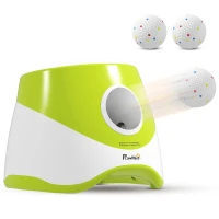 PawHut Lanceur de Balles Automatique avec 3 Balles en ETPU, 3 Réglages de Distance 6m/10m/14m, Intérieur et Extérieur, Vert(m-13)