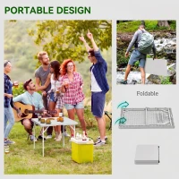 Outsunny 34/74cm Folding Camping Table, with Handle - Grey(m-4)