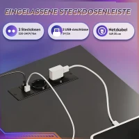 L-förmiger Gaming-Eckschreibtisch, stabiler Metallrahmen mit Holzplatte, 142x118x74.7 cm, Schwarz(m-5)
