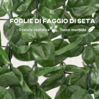 Outsunny Siepe Artificiale Arrotolabile e Impermeabile, in Seta e PE, 300x100 cm, Verde Scuro(m-4)