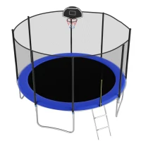 Trampolin Outdoor, verstärkten Beintraversen, doppelt gepolstertem Sicherheitsnetz, 366x366x256 cm, Blau(m-5)