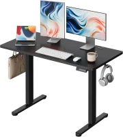 Elektrisch höhenverstellbarer Schreibtisch, leiser Motor mit 3‑fach Memory und Anti‑Kollisionssystem, 120 × 60 cm, 120x60x72-118 cm, Schwarz(m-1)