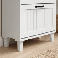 HOMCOM Mueble Zapatero 3 Cajones Abatibles Estantes Regulables Estrecho Blanco(m-8)