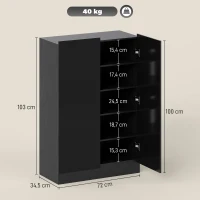 HOMCOM Sapateira para Entrada com Prateleiras Ajustáveis para 20 Pares de Sapatos 72x34,5x103 cm Preto(m-3)