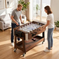 SPORTNOW 3 in 1 Multi Game Table, 3.4ft Reversible Air Hockey Pool Football Games Table with Lockable Wheels, Storage Shelf(m-8)