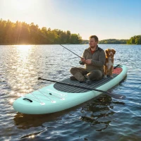 Outsunny Tabla de Paddle Surf Hinchable 320 cm, con Superficie Antideslizante Remo de Aluminio Ajustable Quilla Bomba y Mochila(m-9)