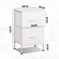 Nachttisch mit 2 Schubladen, vielseitig einsetzbar, viel Stauraum, 39.8x29.8x63.1 cm, Weiß(m-8)
