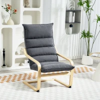 HOMCOM Poltrona a Dondolo Moderna con Braccioli in Legno e Cuscini Spessi in Velluto, 67x83x105 cm, Grigio(m-10)