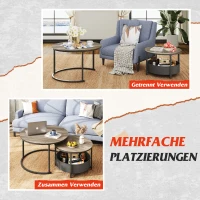 Couchtisch 2er-Set, flexibles 2‑in‑1-Design, modernes Design, 80x80x48.2 cm, Eichenfarbe(m-5)
