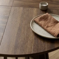 HOMCOM Dining Table for 4-6 People Modern Kitchen Table with Slatted Base 120 cm Round Light Walnut(m-11)