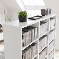 HOMCOM 835 CD/500 DVD Storage Unit, Blu-ray Media Storage Shelf with 27 Compartments and 21 Adjustable Shelves, White(m-10)