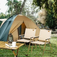 Outsunny Set 2 Sillas de Jardín Plegables con Reposabrazos Sillas para Camping y Playa en Tela Oxford y Acero 54x59x78 cm Caqui(m-10)