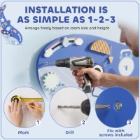 AIYAPLAY Whale Activity Wall Busy Board, 13 in 1 Montessori Inspired Sensory Wall Panel for Playroom Nursery Boys Girls 2+, Blue(m-7)