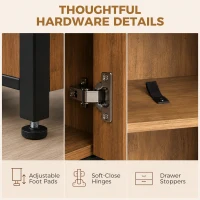 HOMCOM Freestanding Bathroom Cabinet, Tall Bathroom Storage Cabinet with Drawers and Shelves, Linen Storage, Brown(m-7)