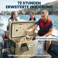 Outsunny Kühlbox 42,6L Große Passive Thermobox bis zu 72 Std. Kühlung, mit PU-Vollschaumisolierung Ablassventil Griff, Tragbar(m-4)