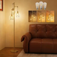 HOMCOM 170.5cm Industrial Dimmable Standing Lamp, 3-Light Floor Lamp with Steel Wire Cage Lampshades, Gold Tone(m-2)
