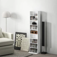 HOMCOM Rangements pour CD et DVD 9 compartiments et 6 étagères réglables capacité max. 260 CD/120 DVD 33 x 24 x 140 cm blanc(m-2)