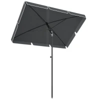 Outsunny Sombrilla de Terraza de Aluminio 2x1,3x2,5 m Parasol de Jardín Rectangular con Función de Inclinación Gris(m-1)