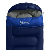 Outsunny Sleeping Bag for Adults, Lightweight & Compact Sleeping Bag, 3 Seasons, Navy Blue(m-12)