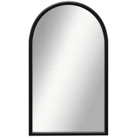 HOMCOM Miroir mural arche, 110 x 65 cm Cadre en bois, Miroir arqué pour le salon, la chambre, l'entrée, noir(m-1)