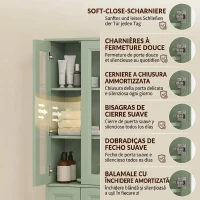 HOMCOM Dulap de Baie Înalt cu 6 Rafturi și Raft Reglabil, Verde Salvie(m-6)