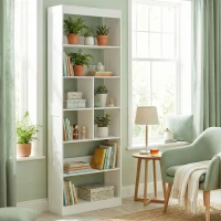 HOMCOM Bookcase, 6-Tier Bookshelf with Open Storage Shelves, Cubes, 180 cm Tall Display Shelf with Anti-Tipping Design, White(m-2)