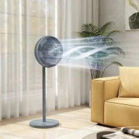 HOMCOM 40 cm Standing Fan, Cooling Floor Fan with 80° Oscillating, Adjustable Tilt and Height, 4 Speed, Remote Control, Grey(m-10)
