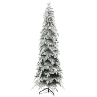 HOMCOM Brad artificial 210 cm, ca unul adevărat, cu 800 de crenguțe dense, zăpadă artificială, deschidere automată(m-8)