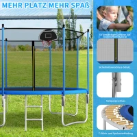 Trampolin Outdoor, verstärkten Beintraversen, doppelt gepolstertem Sicherheitsnetz, 366x366x256 cm, Blau(m-10)
