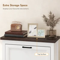 HOMCOM Shoe Cabinet with 2 Flip Drawers, Farmhouse Narrow Shoe Storage Cabinet with Adjustable Shelves, White(m-7)